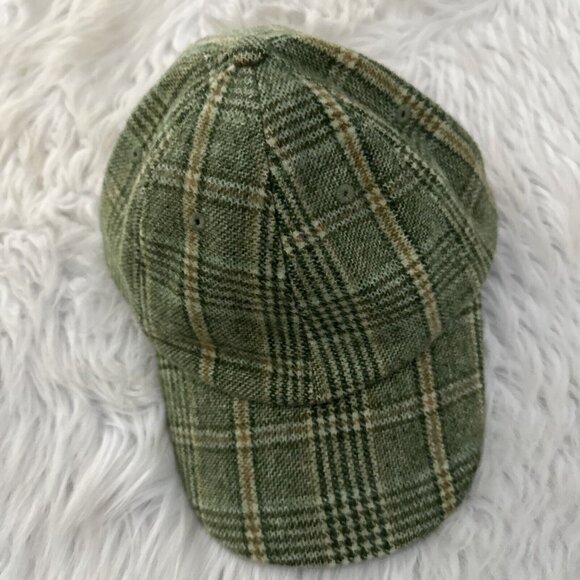 Alternative Apparel adjustable hat cap 78% wool green plaid brimmed - Picture 2 of 9